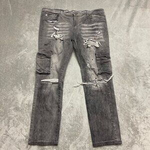 Grindhouse Y2K Stretch Slim Distressed Denim Jeans Skateboard Mens 42 x 31